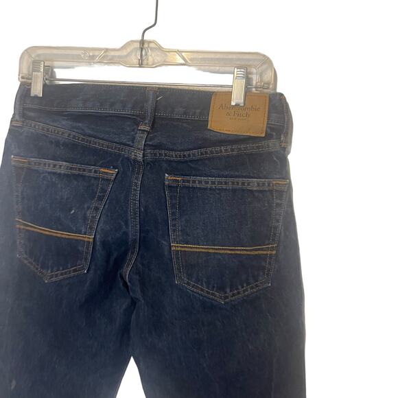 Abercrombie & Fitch Size 28 X 30 Dark Wash Button Fly The AF Slim Straight Jeans - Picture 6 of 12